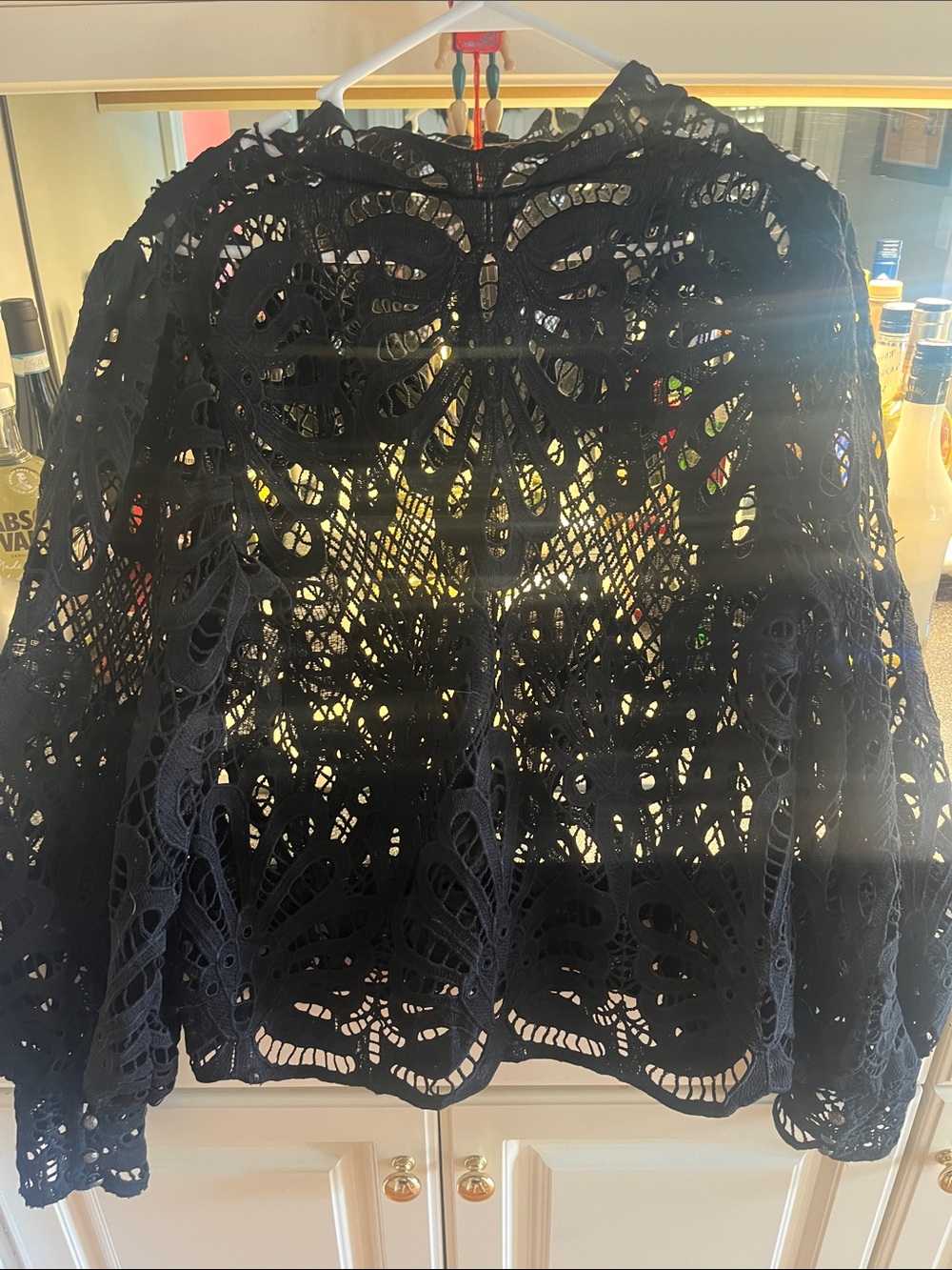 Anthropologie Black Crochet Lace Long Sleeve Blouse